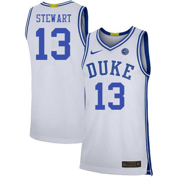 Duke Blue Devils #13 Sean Stewart College Basketball Jerseys Stitched Sale-White